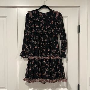 Crewcuts Girls Longsleeve Short Dress Black‎ Floral Size 12